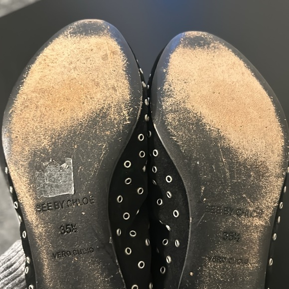 See by Chloe studded grommet ballet flats shoes 35.5 5.5 eyelet - Picture 7 of 8